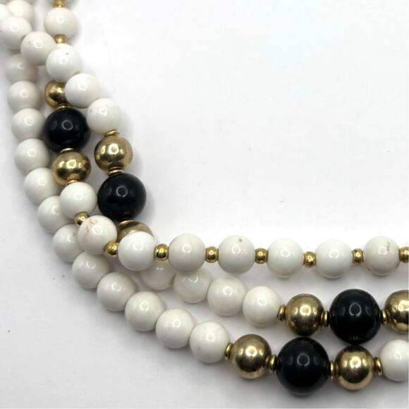 White Layered Beaded Alabaster Necklace - Picture 2 of 4